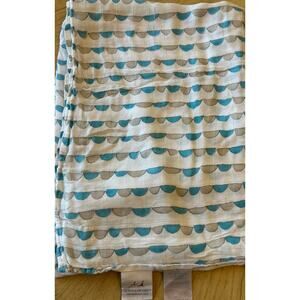 Aden + Anais Organic Bamboo Blanket 55x47 Blue Gray Geometric Expensive Luxury